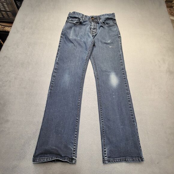 Matix Jeans Mens 28x27 Blue Miner Classic Straight Button Fly Distressed Denim - Picture 1 of 13